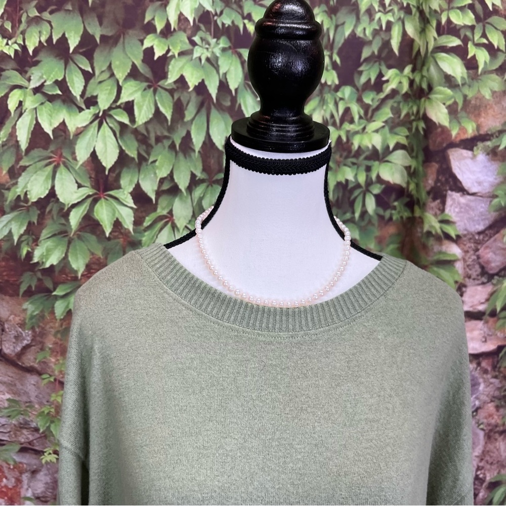 78 & SUNNY Dark Academia Sage Green Dolman Sleeve Spring Sweater, XL - Picture 5 of 14